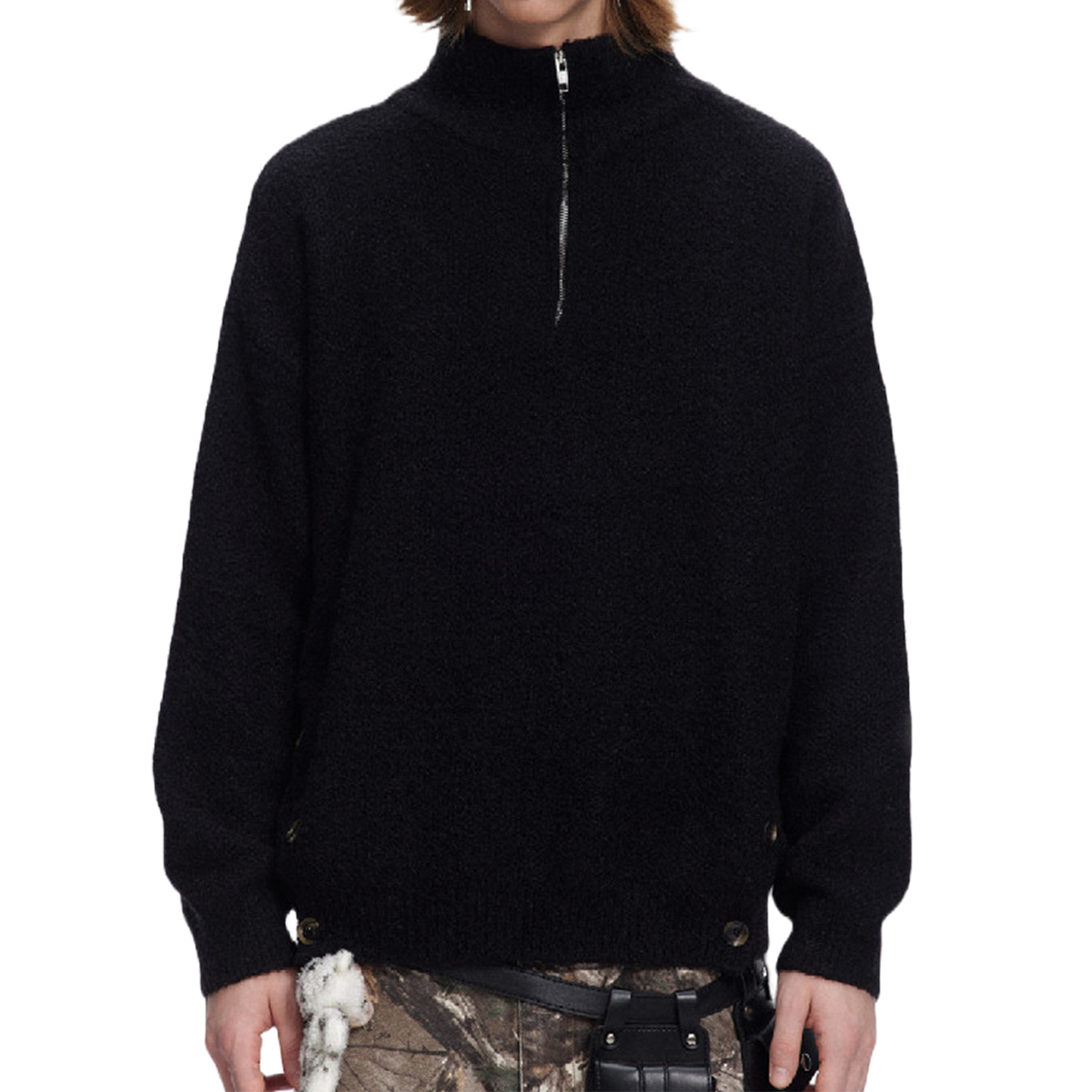 HALF ZIP SWEATSHIRT - BLACK