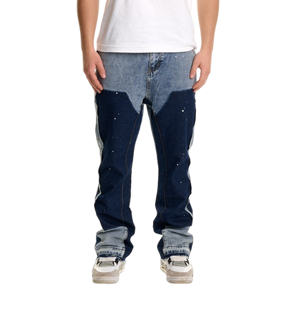 FLARED GRAFFITI JEANS - BLAU